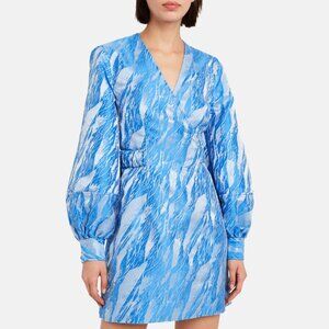 - NEW Ganni Jacquard Azure Balloon Dress BX11